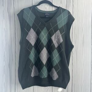 Vintage Brooks Brothers Argyle Wool Sweater Vest Men Large  Merino Hong Kong